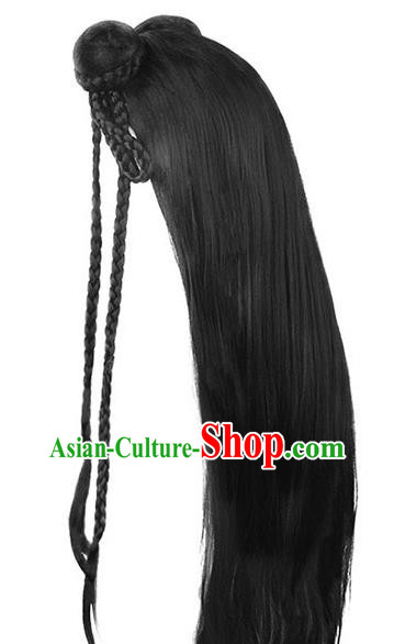Handmade Chinese Ancient Young Lady Wig Sheath Traditional Song Dynasty Female Wigs Chignon