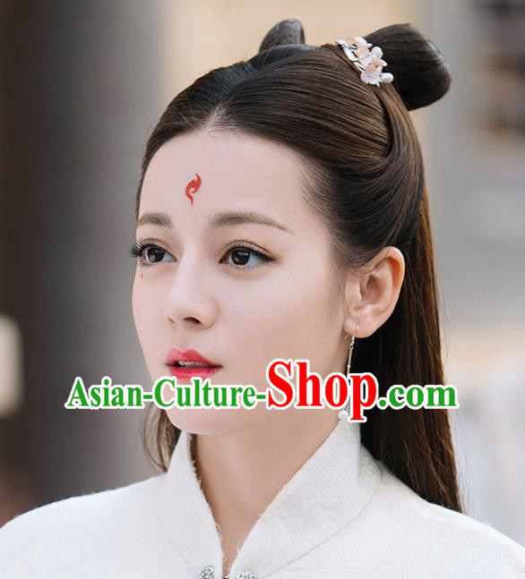 Chinese Ancient Goddess Bai Fengjiu Wig Sheath Traditional Antiquity Fairy Princess Wigs Chignon