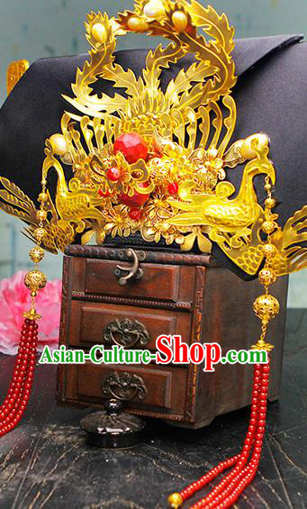 China Traditional Qing Dynasty Manchu Queen Hat Ancient Imperial Empress Great Wing Headwear