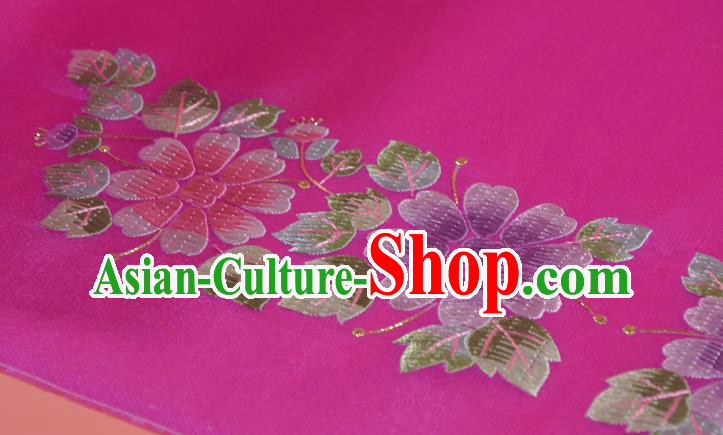 Chinese Handmade Embroidered Chrysanthemum Silk Traditional Hanfu Rosy Silk Fabric