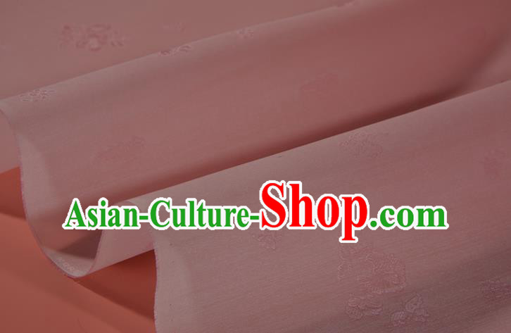Chinese Jacquard Peony Pink Silk Material Traditional Hanfu Silk Fabric