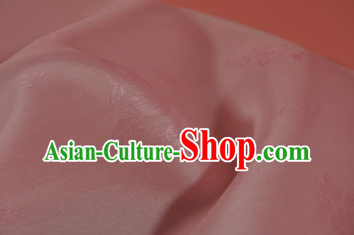 Chinese Jacquard Peony Pink Silk Material Traditional Hanfu Silk Fabric