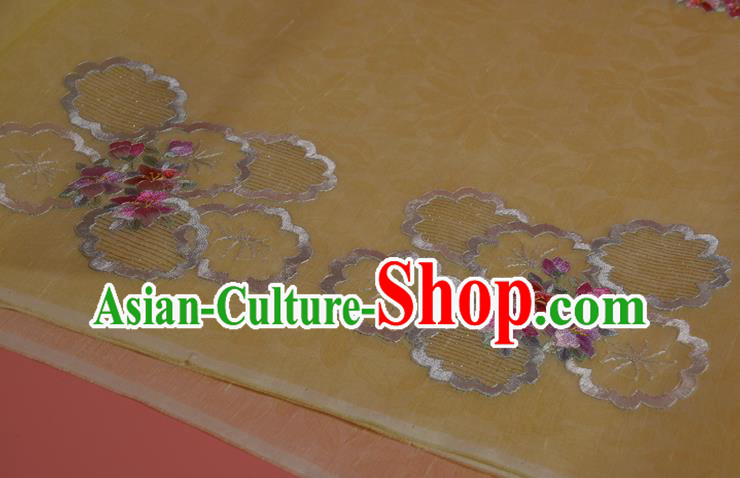 Chinese Embroidered Silk Material Traditional Hanfu Dress Light Yellow Silk Fabric
