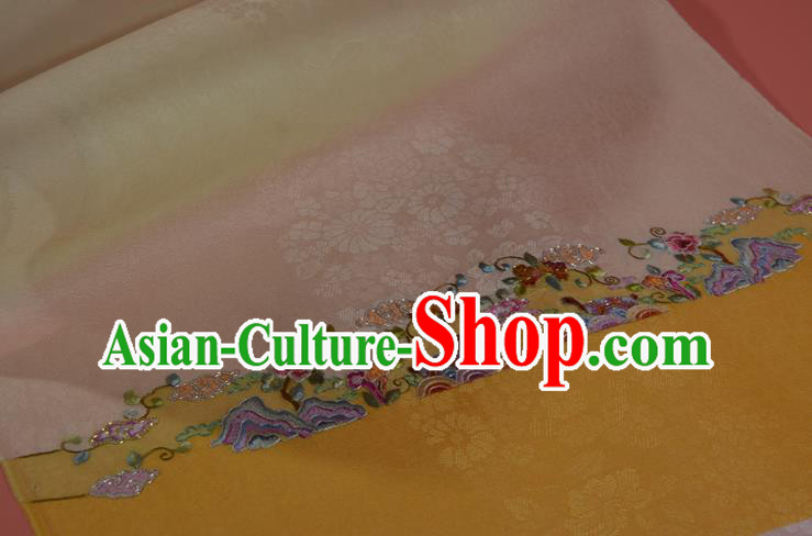 Chinese Embroidered Flowers Silk Material Traditional Hanfu Dress Silk Fabric