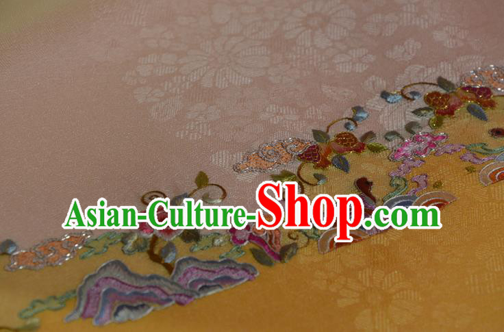 Chinese Embroidered Flowers Silk Material Traditional Hanfu Dress Silk Fabric