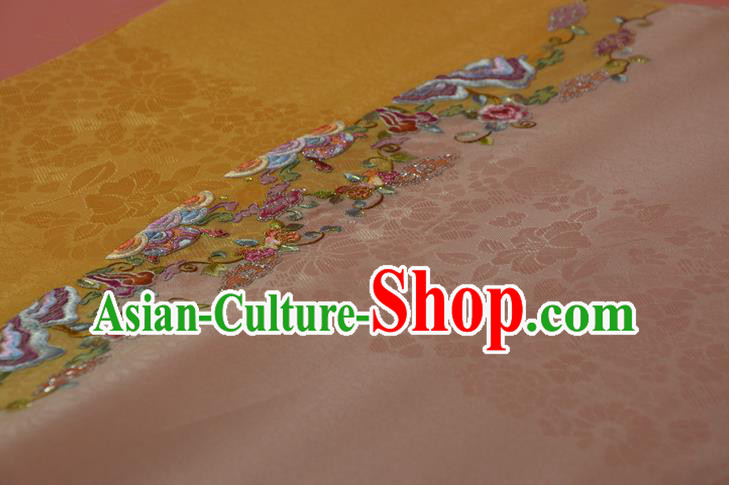 Chinese Embroidered Flowers Silk Material Traditional Hanfu Dress Silk Fabric