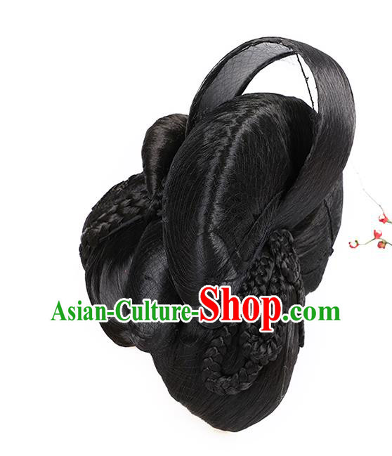 Chinese Ancient Court Queen Wig Sheath Traditional Tang Dynasty Empress Wu Zetian Wigs Chignon