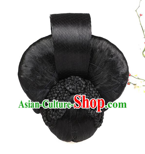Chinese Ancient Court Queen Wig Sheath Traditional Tang Dynasty Empress Wu Zetian Wigs Chignon