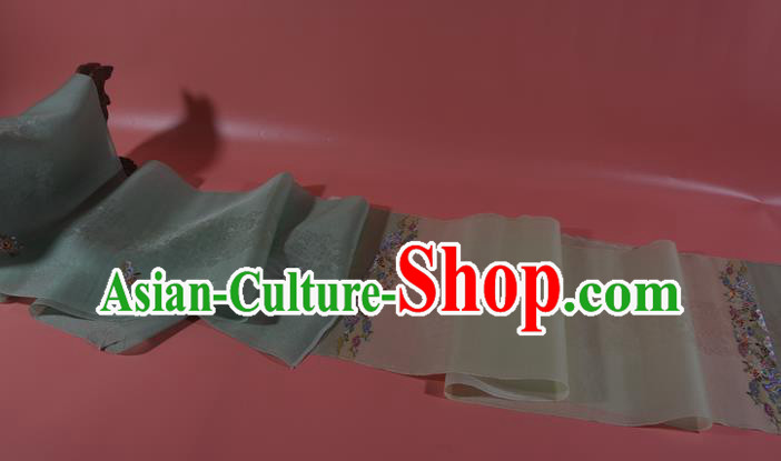 Chinese Jacquard Daisy Pattern Silk Material Traditional Hanfu Dress Embroidered Light Blue Silk Fabric
