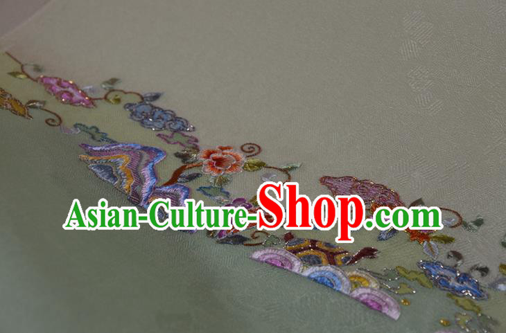 Chinese Jacquard Daisy Pattern Silk Material Traditional Hanfu Dress Embroidered Light Blue Silk Fabric