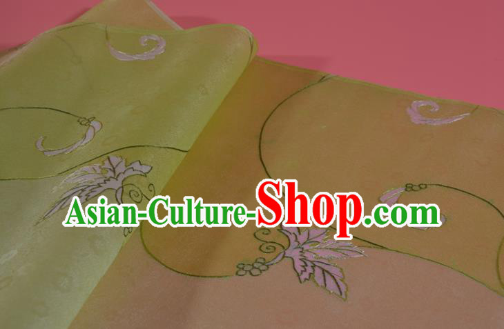 Chinese Classical Peony Pattern Silk Material Traditional Hanfu Dress Light Green Silk Fabric