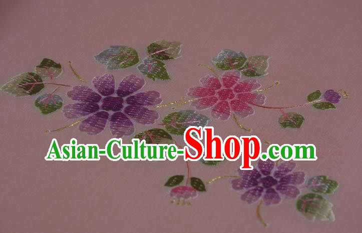 Chinese Traditional Hanfu Dress Light Pink Silk Fabric Classical Embroidered Flowers Silk Material