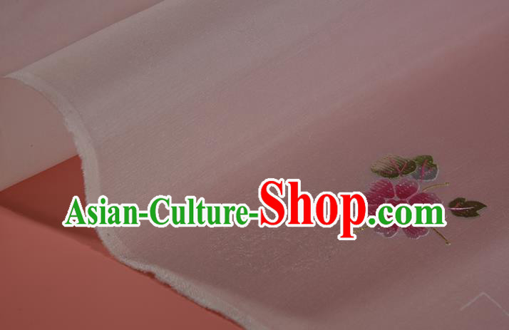 Chinese Traditional Hanfu Dress Light Pink Silk Fabric Classical Embroidered Flowers Silk Material
