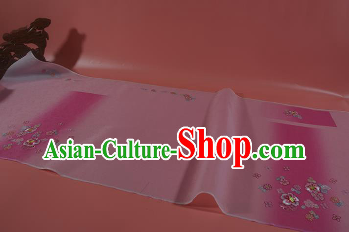 Chinese Traditional Hanfu Deep Pink Silk Fabric Classical Embroidered Peach Blossom Silk Material