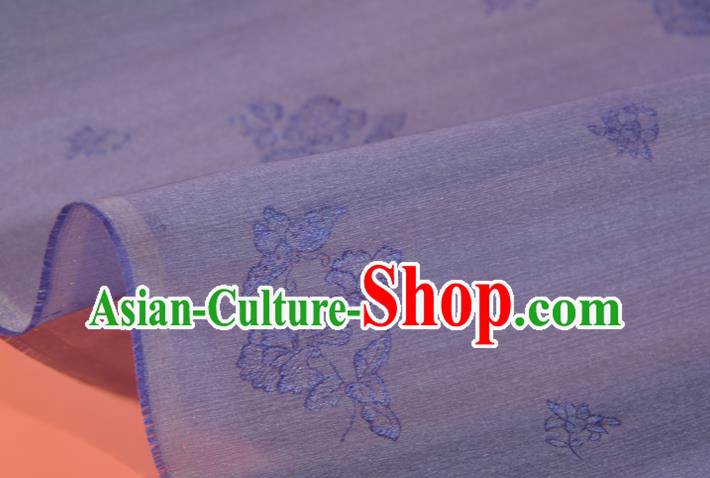 Chinese Traditional Hanfu Purple Silk Fabric Classical Embroidered Flowers Silk Material