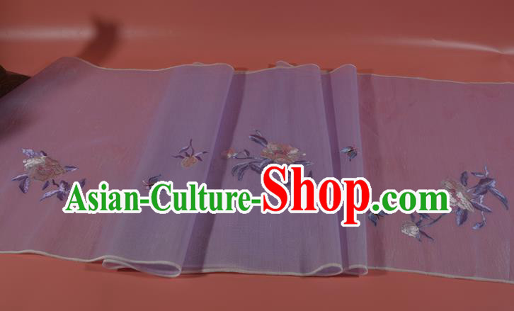 Chinese Classical Light Pink Silk Fabric Traditional Hanfu Embroidered Peony Silk Material
