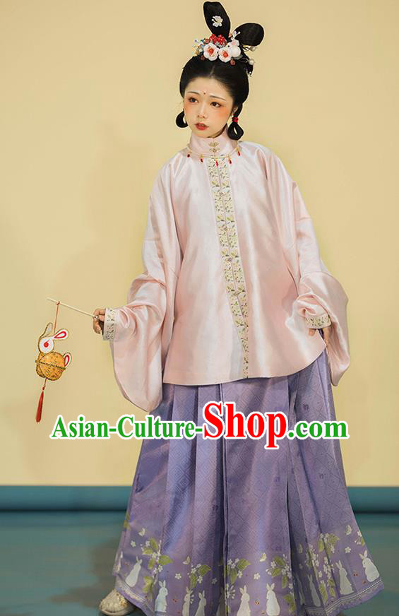 China Traditional Ming Dynasty Hanfu Dress Clothing Ancient Young Beauty Historical Costume