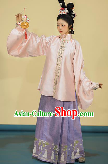 China Traditional Ming Dynasty Hanfu Dress Clothing Ancient Young Beauty Historical Costume