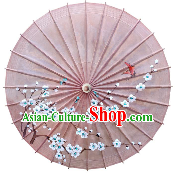 Traditional China Paper Umbrella Handmade Umbrellas Painting Plum Blossom Pink Umbrella Bumbershoot