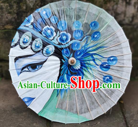 Traditional China White Paper Umbrella Handmade Umbrellas Painting Beijing Opera Oil Umbrella