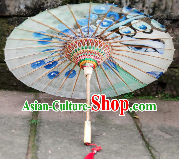 Traditional China White Paper Umbrella Handmade Umbrellas Painting Beijing Opera Oil Umbrella