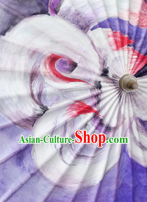 Traditional China Purple Oil Paper Umbrella Handmade Umbrellas Artware Painting Nine Tails Fox Umbrella