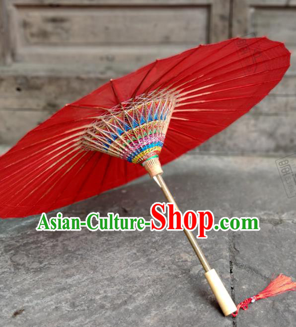 Traditional China Handmade Umbrellas Artware Wedding Bride Umbrella Red Oil Paper Umbrella