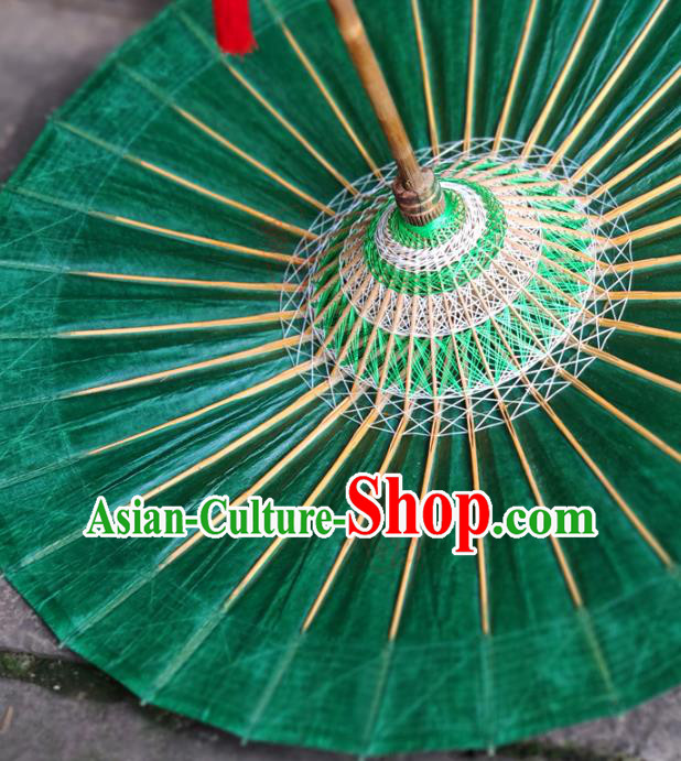 Traditional China Green Oil Paper Umbrella Handmade Umbrellas Artware Dance Umbrella Bumbershoot