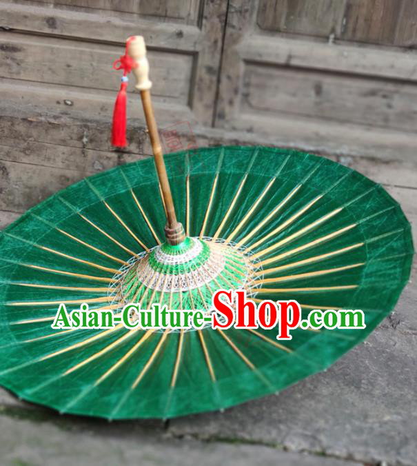Traditional China Green Oil Paper Umbrella Handmade Umbrellas Artware Dance Umbrella Bumbershoot