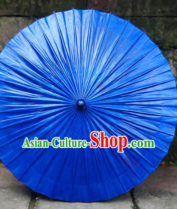 Traditional China Hanfu Dance Umbrella Bumbershoot Royalblue Oil Paper Umbrella Handmade Umbrellas Artware