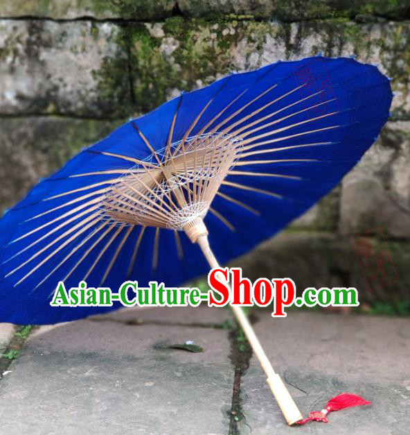 Traditional China Hanfu Dance Umbrella Bumbershoot Royalblue Oil Paper Umbrella Handmade Umbrellas Artware