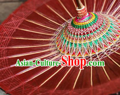 Traditional China Wedding Bride Umbrella Handmade Umbrellas Artware Bumbershoot Purplish Red Oil Paper Umbrella