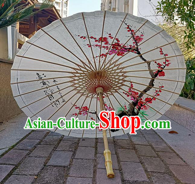 Traditional China Classical Dance Umbrellas Artware Hand Painting Plum Blossom Oil Paper Umbrella Stage Show Umbrella