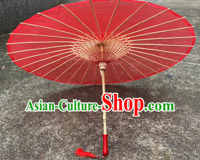 Chinese Wedding Parasol Traditional Hanfu Red Silk Umbrella Classical Dance Umbrella