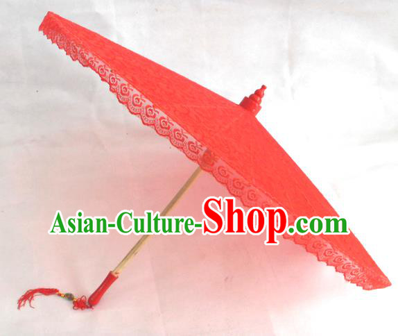 Chinese Red Lace Umbrellas Traditional Hanfu Umbrella Wedding Umbrella Classical Dance Umbrella