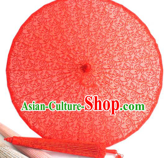 Chinese Red Lace Umbrellas Traditional Hanfu Umbrella Wedding Umbrella Classical Dance Umbrella