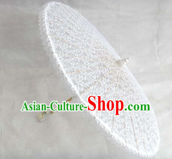 Chinese Wedding Umbrella Classical Dance Umbrella White Lace Umbrellas Traditional Hanfu Umbrella