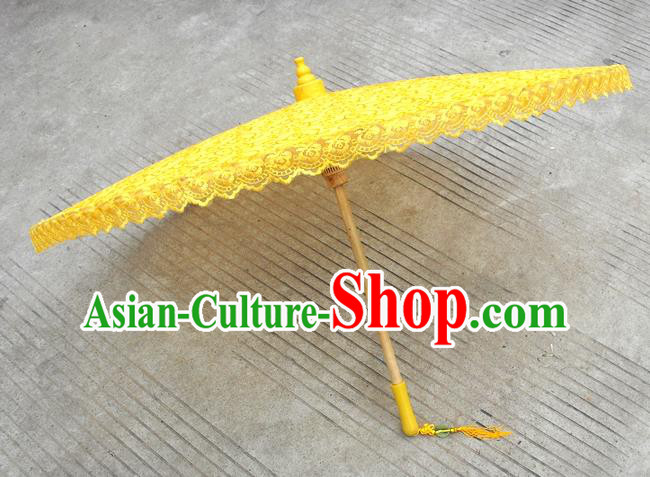 Chinese Classical Dance Umbrella Yellow Lace Umbrellas Traditional Hanfu Umbrella Wedding Umbrella