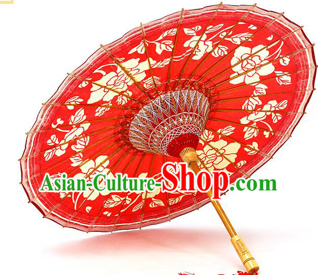 Traditional China Printing Peony Oil Paper Umbrella Handmade Umbrellas Artware Wedding Red Umbrella