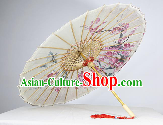 Traditional China Ink Painting Plum Blossom Oil Paper Umbrella Handmade Umbrellas Artware White Paper Umbrella