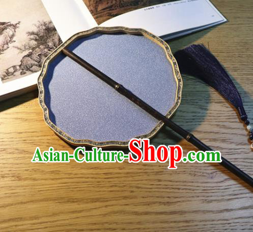 Handmade China Traditional Court Fan Classical Dance Violet Silk Fan Ancient Princess Palace Fan