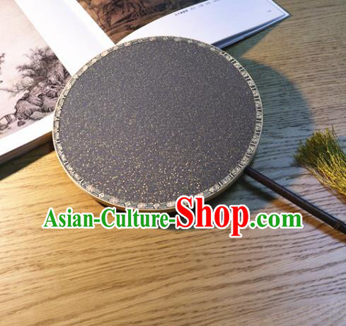 Handmade China Traditional Deep Grey Silk Fan Classical Dance Circular Fan Ancient Princess Palace Fan