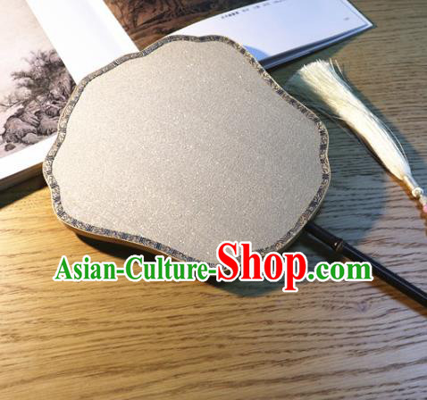 Handmade China Classical Dance Palace Fan Traditional Song Dynasty White Silk Fan Ancient Princess Fan