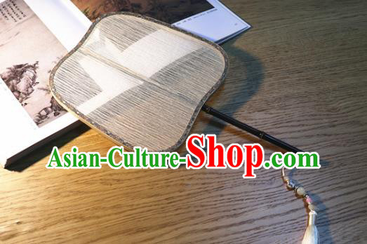 Handmade China Classical Dance Palace Fan Traditional Song Dynasty Court Fan Ancient Princess White Silk Fan
