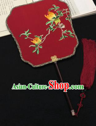 Handmade China Embroidered Silk Fan Wedding Fan Traditional Hanfu Fans Classical Red Palace Fan