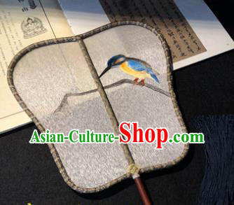 Handmade China Princess Fan Traditional Hanfu Fans Classical Palace Fan Embroidered Eisvogel Silk Fan