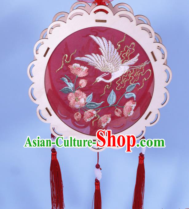 China Handmade New Year Red Silk Lamp Embroidered Portable Lantern Embroidery Flower Drum Lantern