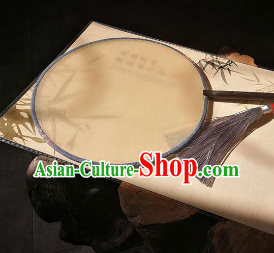 Handmade China Beige Silk Fan Princess Circular Fan Classical Palace Fan Traditional Hanfu Fans