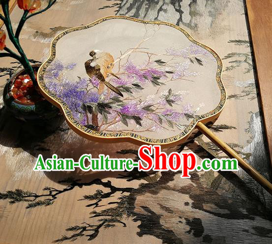 Handmade China Traditional Wedding Silk Fan Embroidered Fan Classical Palace Fan