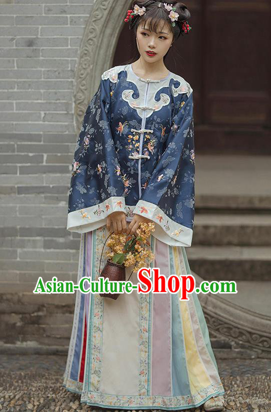China Traditional Qing Dynasty Manchu Princess Historical Costume Ancient Court Beauty Apparels Clothing